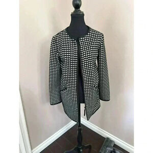 Max Studio Black and White Patterned Collarless Jacket